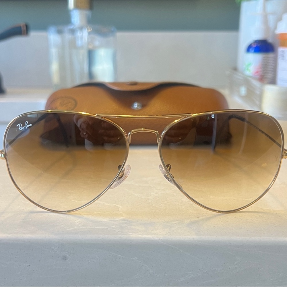Ray-Ban Brown Gradient Aviator Sunglasses